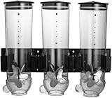 XWBLDBDFC Spender/Wandhalterung Müslispender/Cornflake-Spender/Doppel- und Dreifachspender für Müsli, Cornflakes und Getreide Trockenfutter - Schwarz