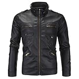 Herren Frühling Und Herbst Stehkragen Einfarbig ets Engen Casual Mantel, Schwarz , XXXL