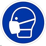 Aufkleber 'Maske benutzen' selbstklebende Folie, Gebotszeichen M016, gemäß DIN EN ISO 7010/M016, wetterfest, Größe Ø:200 mm - 1 Stück