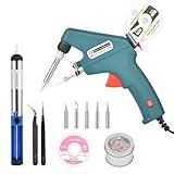 60W Elektronik Lötpistole Kit - Automatische Lötkolben set 5 Stück Lötspitzen, Entlötpumpe, Pinzette, Lötdrähte für Autoreparatur Schmuck, Heimwerker, Leiterplattenreparatur den Modellbau Blue