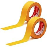 UEPOA Goldband 24 mm x 50 m, 2 Rollen Malerband Abklebeband Malertape Profi-Kreppband und Abdeckband Malerkrepp aus Washi Tape Klebeband Malerarbeiten