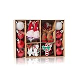 FANSWAN 32 Stück Bruchsichere Christbaumschmuck Ornamente für Weihnachtsbaum Zarte Dekorationen Anhänger
