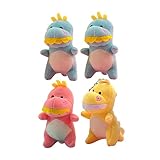 UPKOCH 4 Stück Teiliges Niedliche Dinosaurier Plüsch Schlüsselanhänger Weiche Taschenanhänger Kreative Deko für Rucksack Geldbörse Geschenk für Dino fans Jungen Mädchen Zufällige Farbe