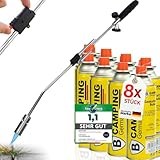 Magnum ®Unkrautbrenner inkl. 8 Gaskartuschen - stabiler Unkrautvernichter mit Piezozündung stufenlos regulierbar – Unkrautentferner Gerät mit ergonomischen Griff