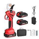 ONEVAN Akku Astschere, 45mm Schnittdurchmesser, 800W Baumschere Elektrisch Gartenschere mit 2 2.0Ah Akkus, LCD Anzeige Elektrische Astschere Elektrogartenscheren