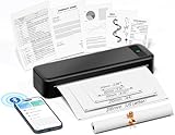 TATTMUSE Mobiler Drucker A4 für Unterwegs, Tragbarer Drucker Thermodrucker A4 Kompatibel mit Windows/macOS/iOS/Android, 300dpi Monochromer Reisedrucker für Hause, Lernen, Schwarz