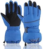 SOBEAU Ski Handschuhe Kinder Winterhandschuhe,Kinder Handschuhe,Ski Outdoor Sporthandschuhe, Winddichte, wasserdichte und Warme Handschuhe für Jungen und Mädchen (Blau, M Größe (8-10 Jahre alt))