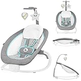 LIONELO Pascal Baby Wippe, sanfte Vibrationen, 5 Melodien, Spielzeugkarussell mit interaktiven Plüschtieren, Kopfkissen, verstellbare Rückenlehne, Energiesparsystem