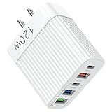 USB-Ladegerät, 120 W, Ladegerät mit mehreren Anschlüssen, Schnellladehub, tragbarer Typ-C-Ausgang für Handys, Tablets, Laptops, universelle Ladestation für Energie