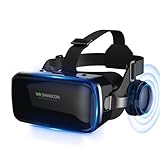FIYAPOO 3D VR Brille mit HiFi Kopfhörern, Immersive Virtual Reality für Spiele & Filme, Ergonomisches Design, Unterstützt 4,7-6,6 Zoll Smartphones, Weihnachten Geschenk für Kinder
