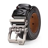 BISON DENIM Gürtel Herren,Ledergürtel Jeansgürtel Business Gürtel Metall Retro Denim Gürtel für Herren Kleidung 38mm Breit mit Geschenkbox N71223-1BM-110
