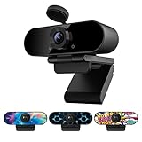 Smilodon 1080P HD Webcam, Pro, mit 110° Weitwinkel, Sichtschutz Abdeckung, Stativ, für Konferenzen, Live-Streaming, Aufnahme, Kompatibel mit Skype/Zoom/Teams/YouTube
