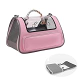 Katzentransporttasche Faltbar und Atmungsaktiv Katzen Transportboxen ， mit Einstellbar Schultergurt Cat Bag für Katzen Kleiner Hund Welpe,Pink