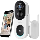 BOTSLAB Türklingel mit Kamera 2K Video Türklingel Akku, Kabellose Videotürklingel mit Kopf-bis-Fuß-Ansicht, Ohne Monatsgebühr, 2-Wege-Audio, 2.4GHz WLAN, Batteriebetrieben, Arbeit mit Alexa