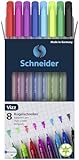 Schneider 102298 Vizz Kugelschreiber (Für leichtes und schnelles Schreiben, Schaft in Schreibfarbe, Strichbreite M) 8 Stück, sortiert, 8er