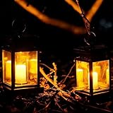 Solar Laterne Außen mit LED Kerze, 2 Stück Solarlaterne für außen, Wasserdicht Solar Solarlampen für Draußen, Solarlaterne Hängend mit Kerzen für Balkon Patio Garten Terassen Deko