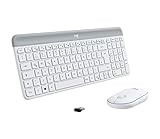 Logitech MK470 Slim Combo Kabelloses Tastatur-Maus-Set, 2.4 GHz Verbindung via Nano-USB-Empfänger, 10m Reichweite, 18-Monate Batterielaufzeit, PC/Laptop, Deutsches QWERTZ-Layout - Weiß