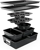 NutriChef Backformen Set - 8-teiliges Stapelbares Antihaft Backform Set - PFOA, PFOS, PTFE Frei, Ofensicher bis 232°C - Rund Kuchenform, Kastenform, Muffin- und Blechbackform, Spülmaschinenfest