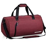BECOJADDE Sporttaschen für Damen und Herren, 35L Reisetasche Duffel Bag Übernachtungstasche mit Schuhfach & Nassfach, wasserdichte Handgepäcktasche für Sport, Fitnessstudio, Schwimmen, Rotwein