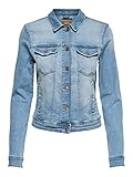 ONLY Damen Jeansjacke | Kurze Denim Übergangsjacke Blau | Basic Used Waschung ONLTIA, Farben:Blau, Größe:34
