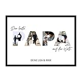PULSE of HOME Weihnachtsgeschenke für Papa – Personalisiertes Papa Geschenk Weihnachten – Liebesbeweis für deinen Papa Geschenk mit 4 eigenen Bildern – Personalisierte Geschenke zum Vatertag