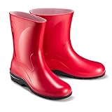 ESTRO Gummistiefel Damen Halbhoch Wasserdicht - Regenschuhe Gummistiefel Halbhoch Damen Regenstiefel Regenstiefeletten K007 (39 EU, Rot)