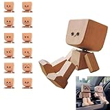 Feirdhoo Wackelnder Holzmann, Wackelfigur Auto Holzmann mit 12 Magnetischen, Schüttelmann aus Holz, Handgefertigter Auto Armaturenbrett Decor Gesichtsausdrünncke Ausdrücke
