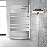 Aqua Roy Modell INOX MULTILINE 80 cm von 70/80/90/100/110/120 Walk in Duschwand Duschabtrennung Klarglasscheibe 8mm transparent nano beschichtet sandgestrahlt Muster Edelstahl (80x195cm)