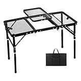 Tragbarer Klapptisch, leichter Klapptisch | Partytische – tragbarer Outdoor-Tisch, Pizzaofentisch mit verstellbarer Höhe, Grillvorbereitung mit Grilltasche