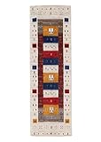carpetfine Wollteppich Gabbeh Soni Läufer Multicolor 75x200 cm | Moderner Teppich für Wohn- und Schlafzimmer