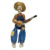 Generisch Halloween Leuchtende Totenkopf-Gitarren-Dekoration Halloween Banjo spielendes Skelett Hallowee Animierte Banjo-Skelette für Innendekoration