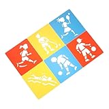 GARIOUANS 6 Stück Teiliges Wiederverwendbarer Sportschablonen für Basketball und Fußball Templates Kreative Malschablonen für Schulprojekte und DIY Sportzeichnungen