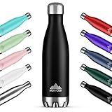 Mont-Clair H2O Trinkflasche Edelstahl - Thermosflasche - BPA-freie - Water Bottle, Edelstahl trinkflasche 1L - 24h Kalt & 12h Warm - Trinkflasche Auslaufsicher - Thermos Trinkflasche - Schwarz