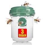 BigDean 3 Stück Wespenfalle Outdoor in Grün ø9x13cm – Lebend Falle zum Aufhängen perfekt für Bienen, Wespen und als Fliegenfalle geeignet