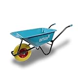 BITUXX Schubkarre 100L Schubkarren Schiebkarre Groß Scheibtruhe Bauschubkarre Blau mit PU Vollgumi Rad Gelb bis 250kg