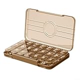 Zilimontt Tragbare Medizin-Organizer-Box mit täglicher Erinnerung für drei Mahlzeiten, versiegeltes Pillenetui mit großer Kapazität für ältere Menschen und Patienten, kompaktes Reise-Design in Braun