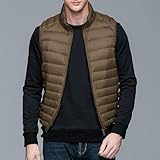 Daunenweste für Herren – leichte Weste, Jacke mit durchgehendem Reißverschluss – Winterkleidung zum Laufen, Radfahren, Wandern, Reisen