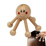 Handheld Kopfhautmassagegerät - Spinne Form Holz Massagegerät, sechs Bein Kopfmassager | Tragbare manuelle manuelle manuelle Akupressur Therapiegerät Entspannungswerkzeug, Muskelspannung Relief