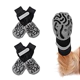 2 Paar Hundesocken Anti Rutsch, Hundeschuhe Pfotenschutz Outdoor, Verstellbaren Riemen Pfotenschutz Hund, Antirutschsocken Hund für Hunde Pfotenschutz im Innenbereich(Schwarz)