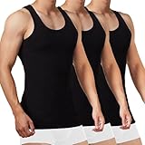 FALARY Herren Tank Top 3er Pack, Schwarz, 4XL, Ärmellos, U-Ausschnitt, Baumwolle, Sport, Sportunterhemd, Muskelshirts