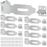 Yeepeo 8 Stück Vorhängeschloss Haspe 57mm, Kleine Riegelschloss 201 Edelstahl Schlossriegel, Überfalle Schloss mit 48pcs Schrauben, Sicherheitsüberfalle für Kleine Schachtel Schränke Werkzeugkästen