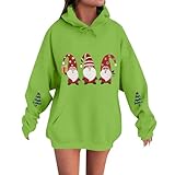 Christmas Sweater,weihnachtspulli hässlich,Mädchen Halloween-Sweatshirt, süße Grafik, Pullover, Oberteile, lustige Neuheit, Print, Rundhals-Sweatshirts Hausjacke Mädchen (Green, M)*