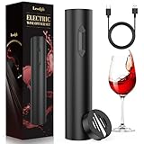 Lesolph Elektrischer Korkenzieher Wein, Wiederaufladbarer Elektrischer Weinöffner Geschenk Set mit Flaschenöffner Wein, Kapselschneider und USB-Kabel, Electric Wine Opener für Weinliebhaber