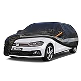 Holthly 10 Schichten Autoabdeckung 100% Wasserdicht, Auto Abdeckplane für Vollgarage Regen Sonne Staub UV Schutz. Autoplane Passend für VW Polo, Renault Clio, Toyota Yaris. Autogarage Schwarz C2