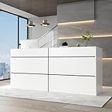 große Empfangstheke mit großer Arbeitsfläche, Empfangstresen, Rezeption, Rezeptionstheken, Laden-Theke, Verkaufstheke, Rezeptionsmöbe, weiß, MDF, 220cm X 60 cm X 100 cm
