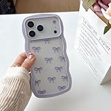 QLTYPRI Hülle für iPhone 17 Pro mit Schleife, Niedliche Handyhülle Klare Curly Wellen Lockige Form Case Süßer Band Fliege für Frauen Mädchen Silikon TPU Bumper Schutzhülle - Lila