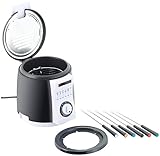 Rosenstein & Söhne Friteuse: Kompakte Tisch-Fritteuse mit Fondue-Set, 0,9 Liter, 840 Watt (Mini Fritteuse, Mini Friteuse, Kochgeschirr)