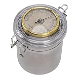 Tabakdose, Zigarrenhumidor, Tabakdose und Bonbonbutter, Kaffeebohnenbehälter, Edelstahl, Luftdicht, Silikonring mit Hygrometer, Wasserdicht Versiegelte Vorratsdose für Zuhause (96MM*129MM)