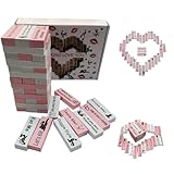 tkerinse Super Freches Blockturm-Spiel, Paar-Lustturm, rosa-weißes Holz-Paar-Turm-Spiel, romantische Spiele, Dating-Baustein für Date-Nächte und Erwachsenen-Partys, 48 Stück