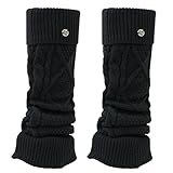 Andiwa Stulpen für Damen Mädchen aus Wolle Beinstulpen Gestrickte Beinlinge Leg Warmers Beinwärmer Flexibel Warme Kniewärmer Stiefelstulpen Langer Stulpensocken Beinwärmer (Schwarz, 40CM)